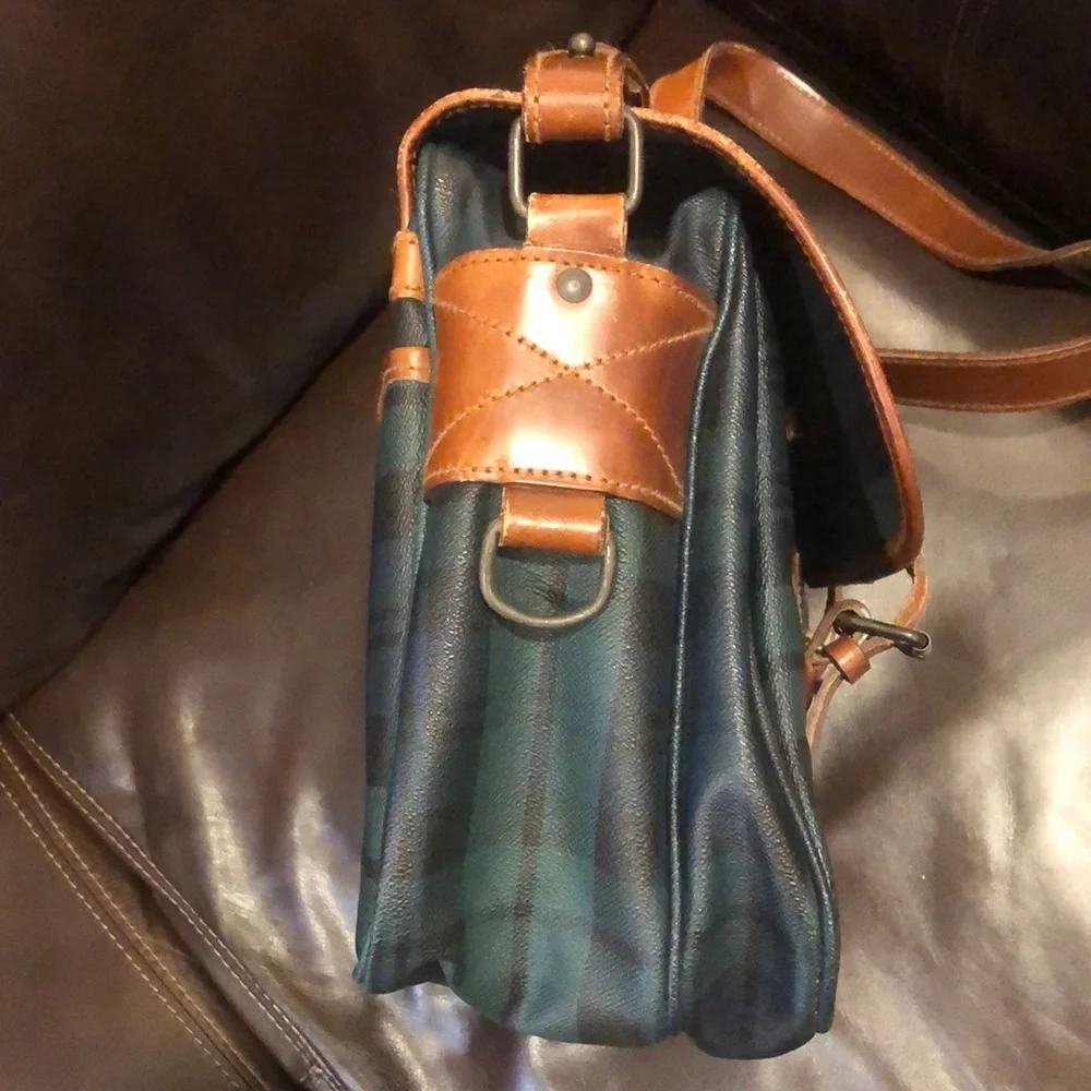 RALPH LAUREN Black Watch Plaid Crossbody Computer Laptop Messenger Bag 1980-90